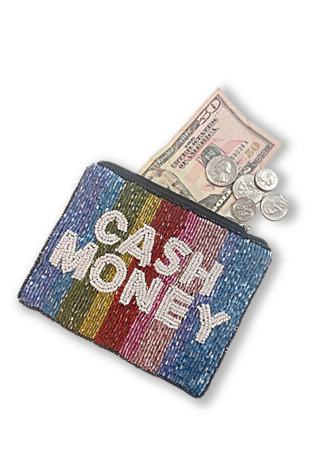 Cash Money Beaded Pouch