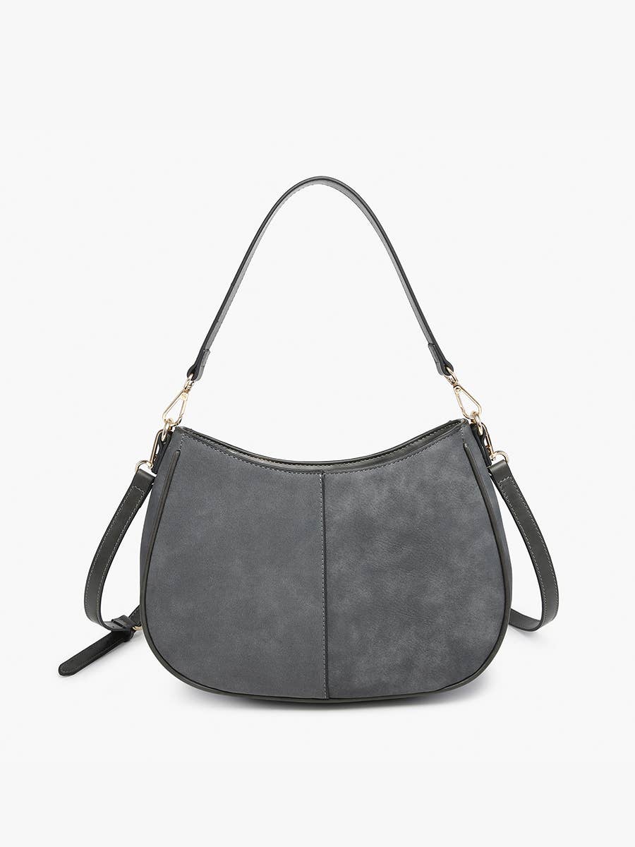 M2543 Zoe Two-Tone Distressed Crossbody: Black