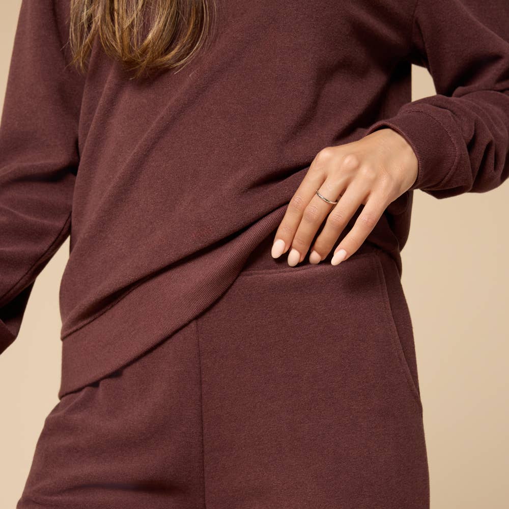 Vintage Velvet V-Neck with Wide Leg Pant: Black / L