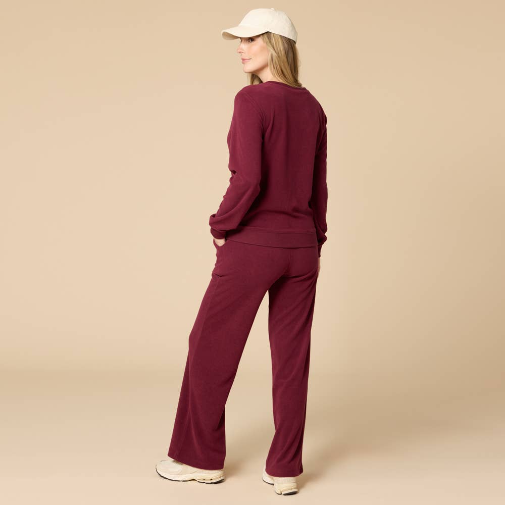 Vintage Velvet V-Neck with Wide Leg Pant: Black / XL
