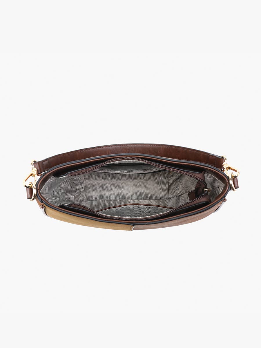 M2543 Zoe Two-Tone Distressed Crossbody: Black