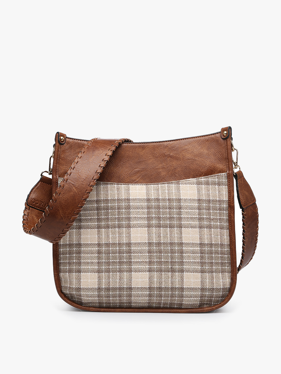 M1977PLD Chloe Plaid Crossbody with Guitar Strap: Multi-1