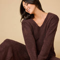 Oprah's Fave 2024 - Solid Marshmallow V-Neck Lounge Set: Espresso / M