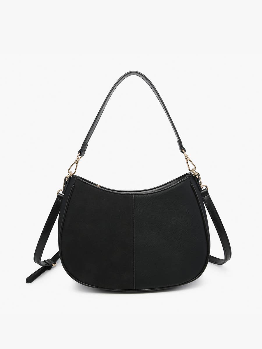M2543 Zoe Two-Tone Distressed Crossbody: Black