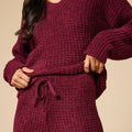 Marshmallow Waffle V-Neck Lounge Set for Women: Cherry Cola / S