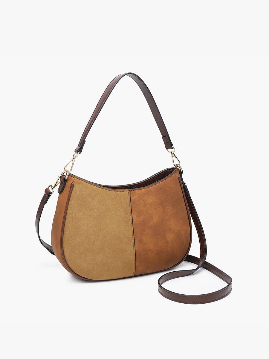 M2543 Zoe Two-Tone Distressed Crossbody: Black