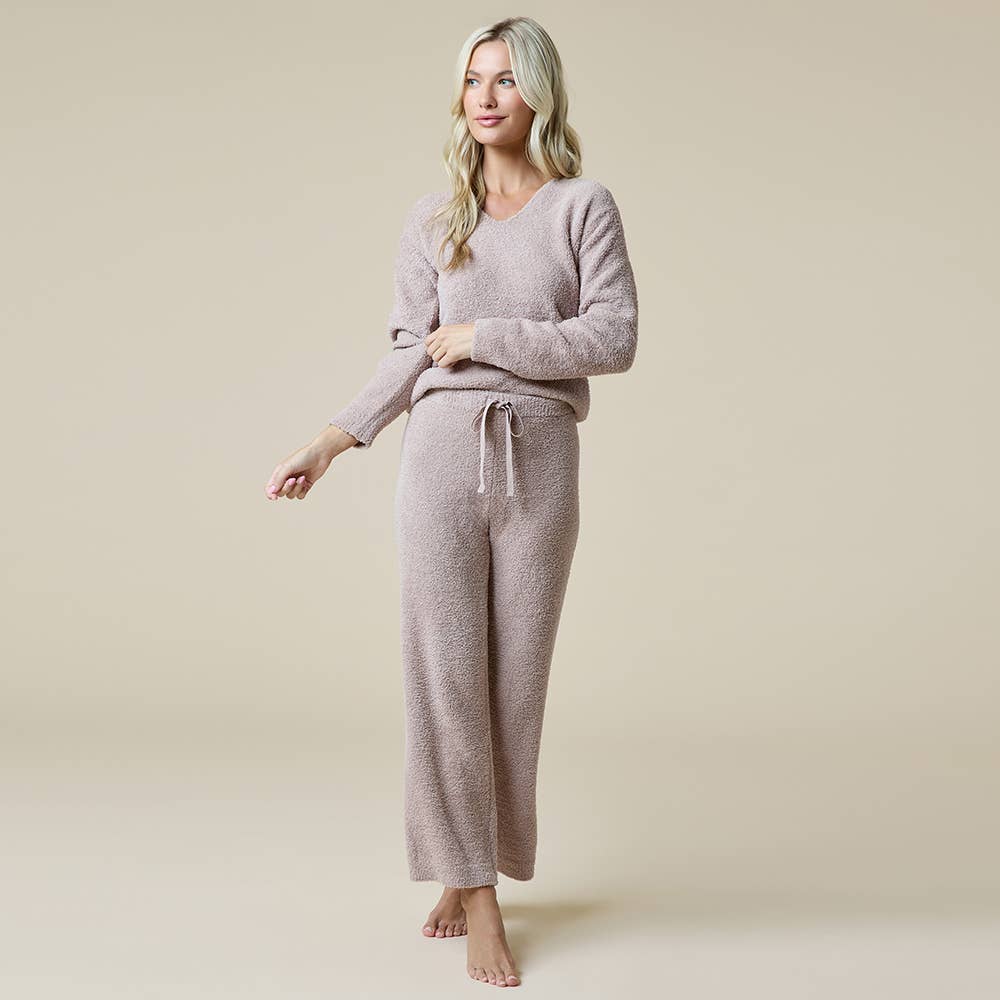 Oprah's Fave 2024 - Solid Marshmallow V-Neck Lounge Set: Espresso / XL