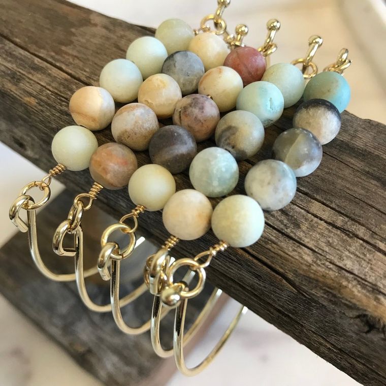 Amazonite Stone hinged Bracelet